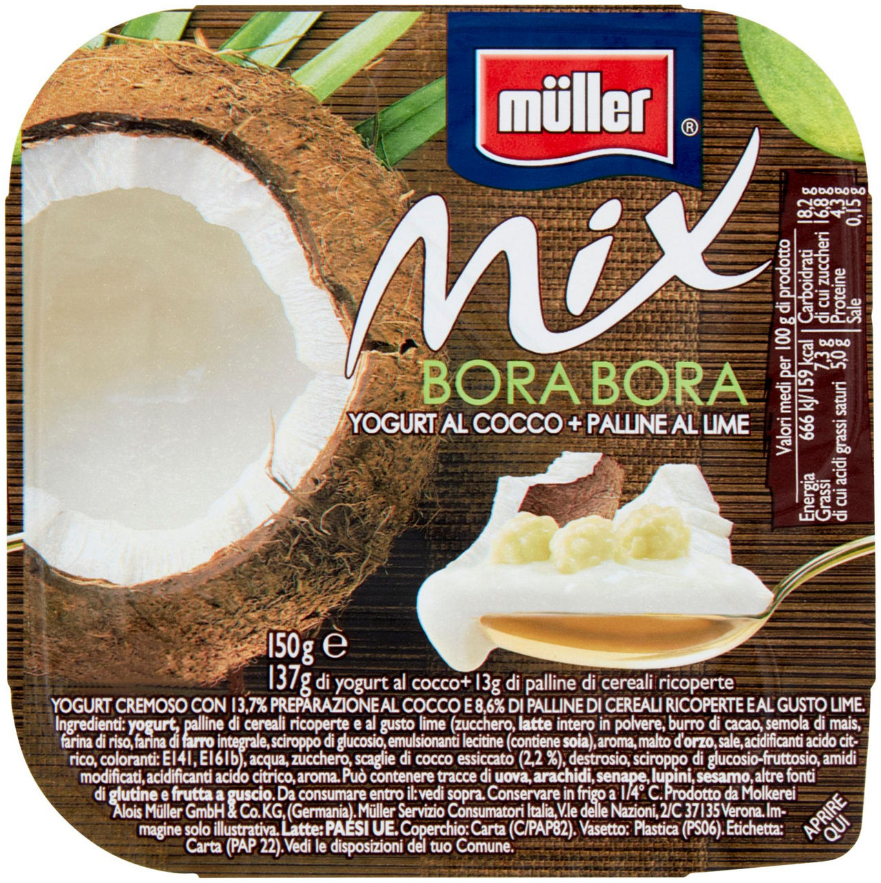 Crema di yogurt mix muller bora bora 150 g