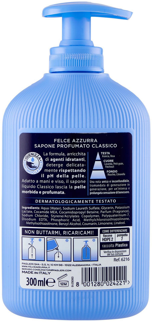 SAPONE LIQUIDO CLASSICO FELCE AZZURRA FLACONE ML.300 - Immagine 21