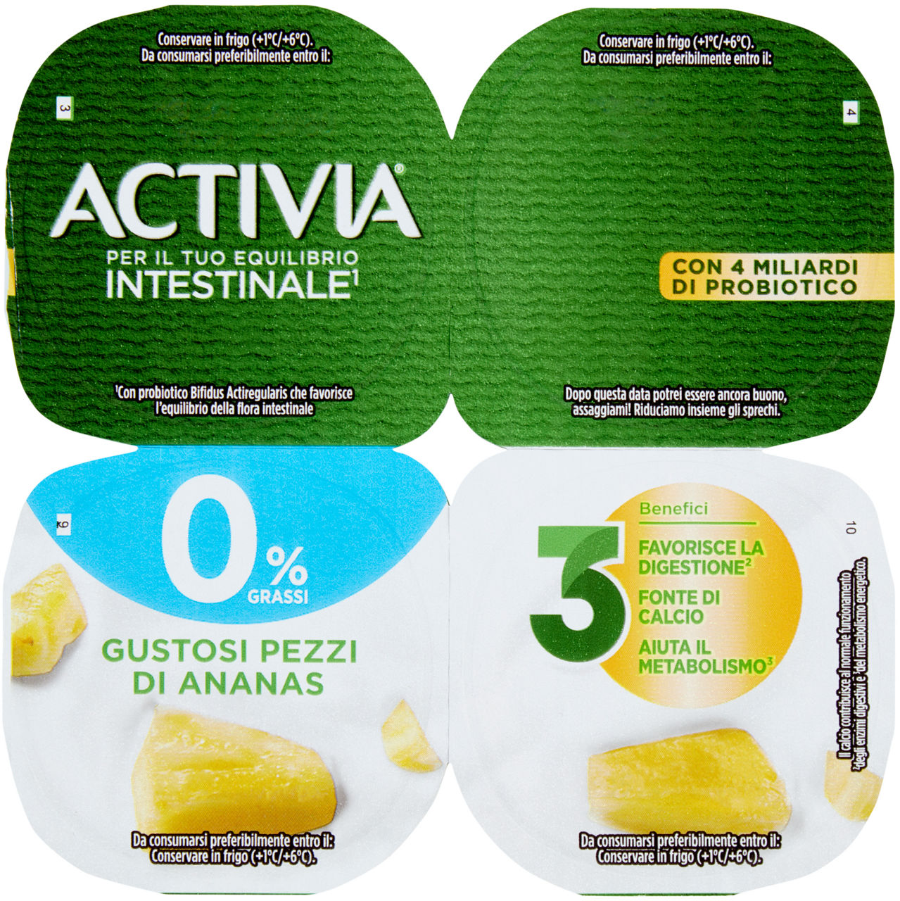 Yogurt 0 all'ananas 4 pz da 125 gr