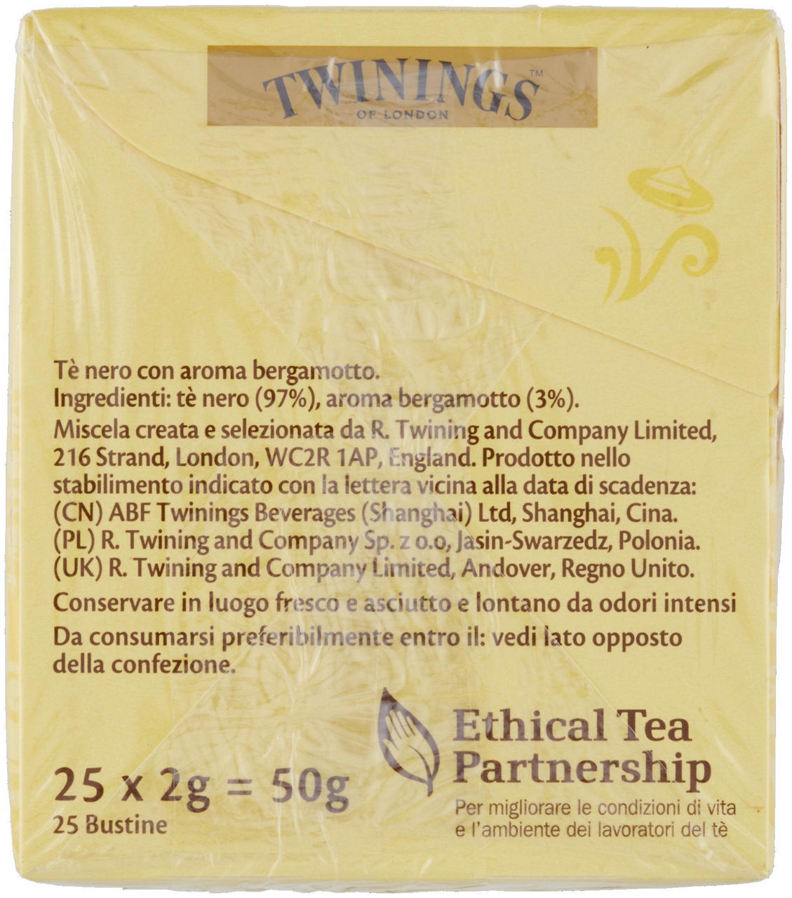 TEA TWININGS EARL GREY SCATOLA 25 FILTRI GR.50 - 1