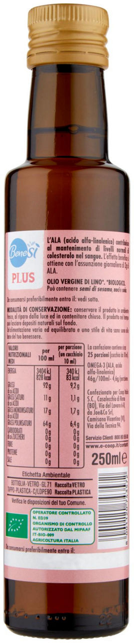 olio di semi di lino biologico 250 ml - 2