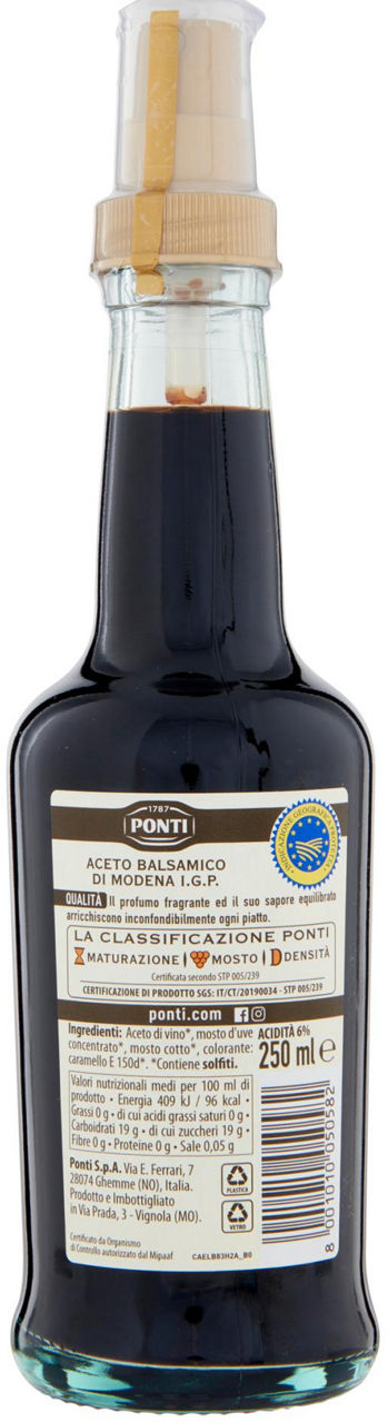 ACETO BALSAMICO DI MODENA IGP PONTI BOTTIGLIA SPRAY ML.250 - 2