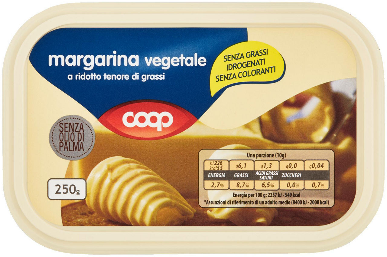 Margarina vegetale no olio di palma coop vaschetta g 250