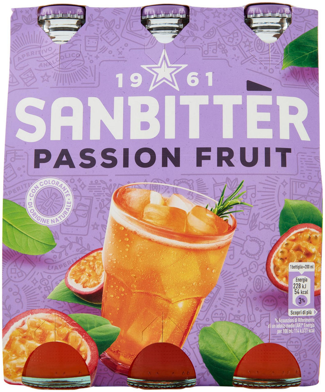 Aperitivo sanbitter passion fruit cluster ml 200 x 3