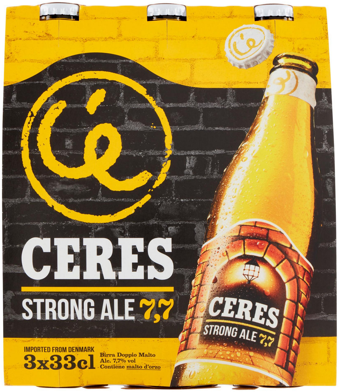 Birra ceres strong ale 7,7 gradi bottiglia cluster ml 330 x 3