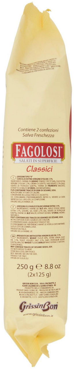 GRISSINI FAGOLOSI CLASSICI GRISSIN BON  BUSTA GR. 250 - 1