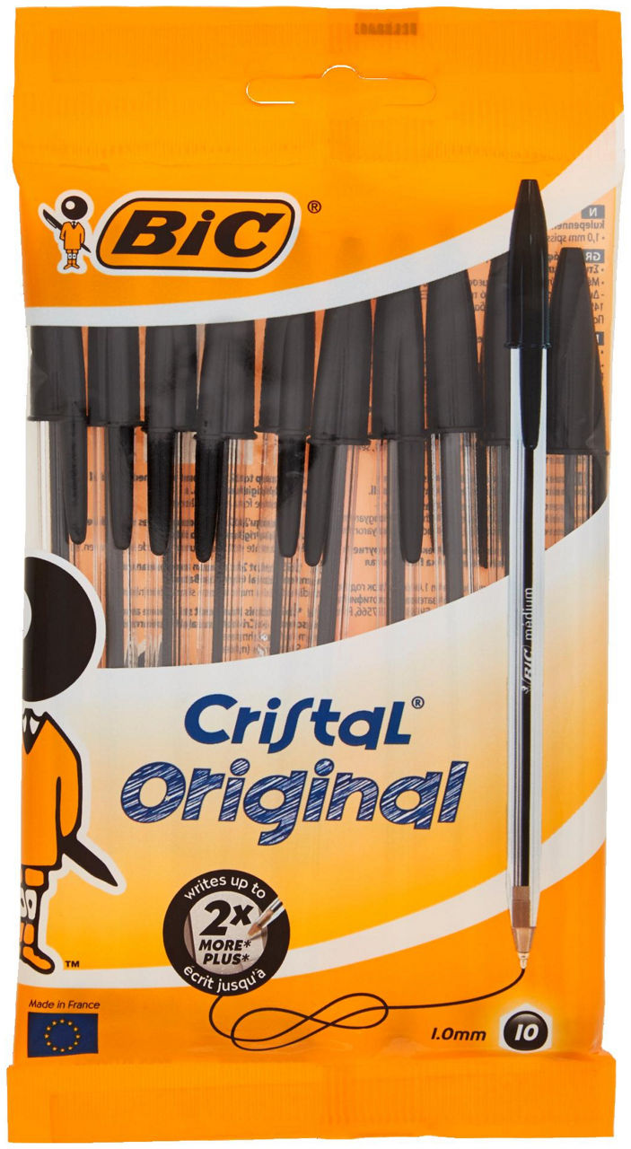 Conf.10 penne bic cristal nero (50)