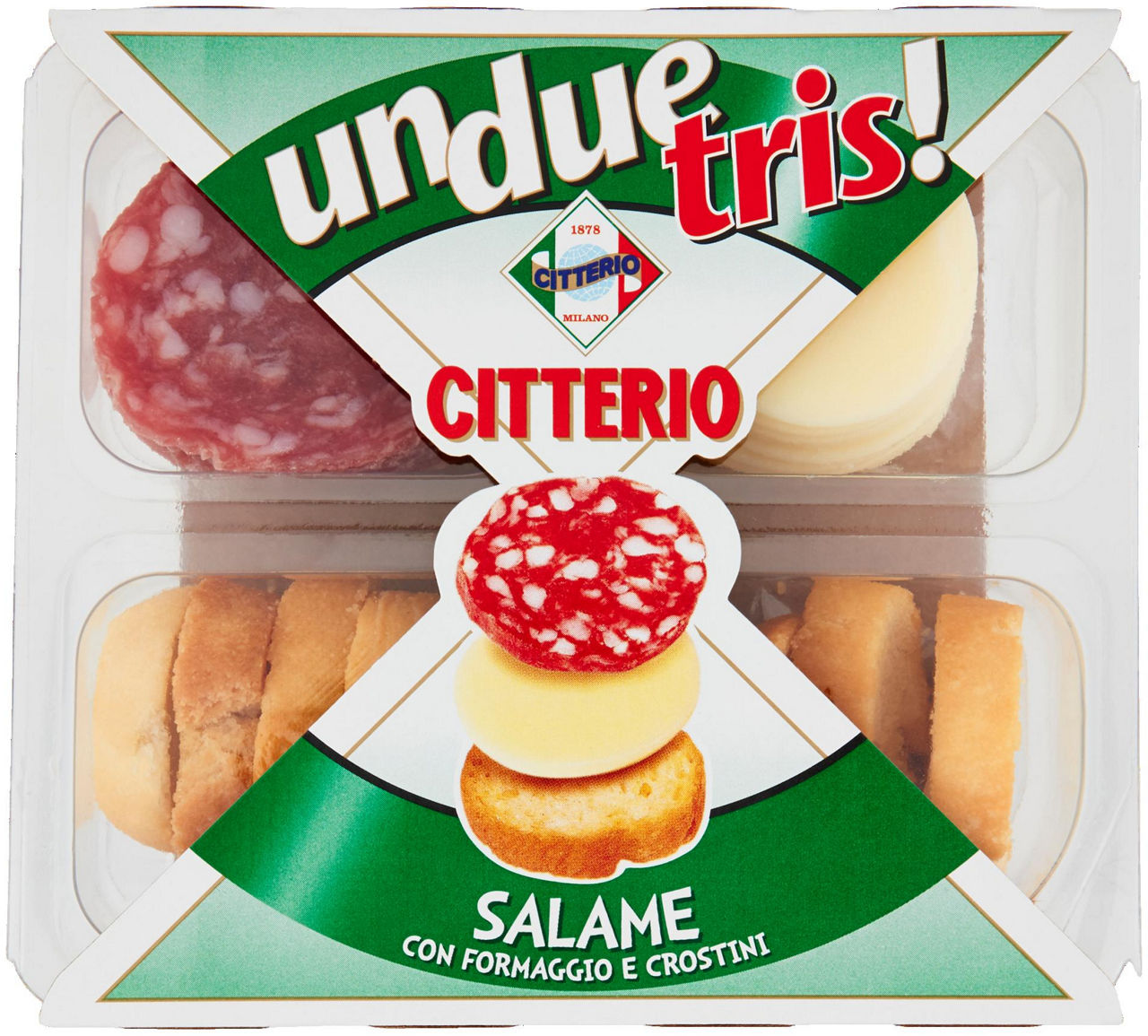 Unduetris merenda salame con crostini e formaggio citterio g 100