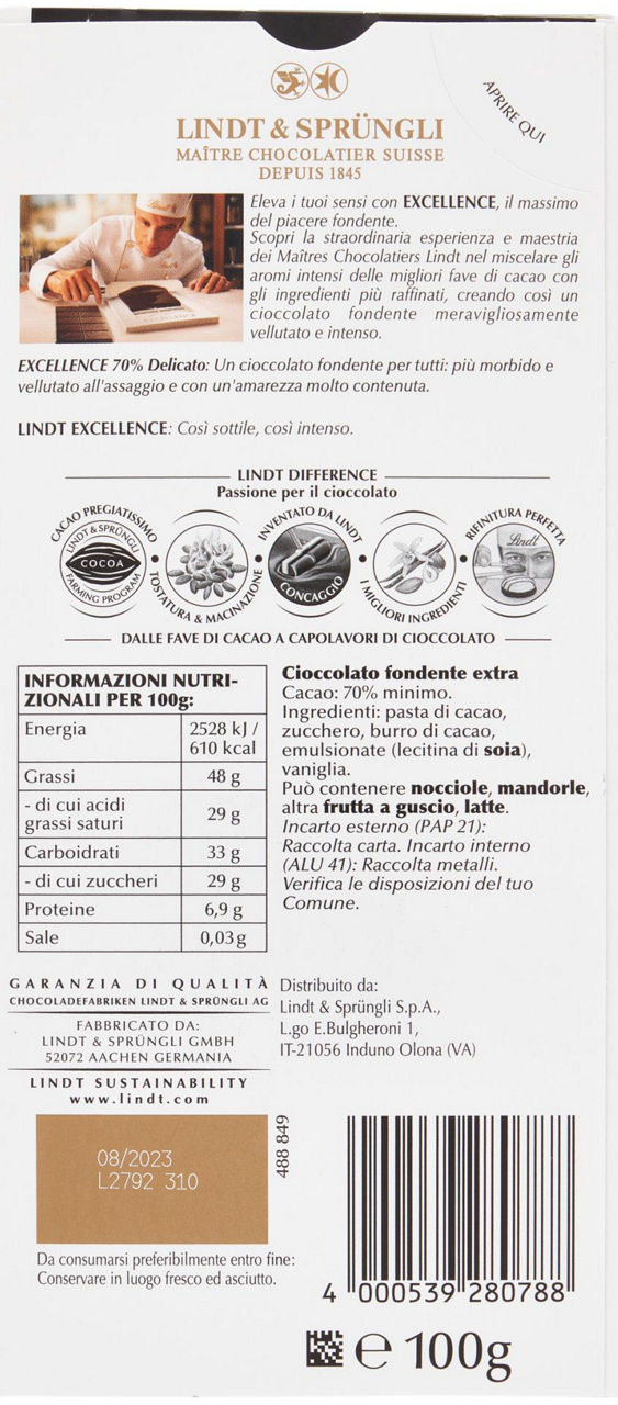 Tavoletta Cioccolato Fondente 70% Delicato 100 g - Immagine 21