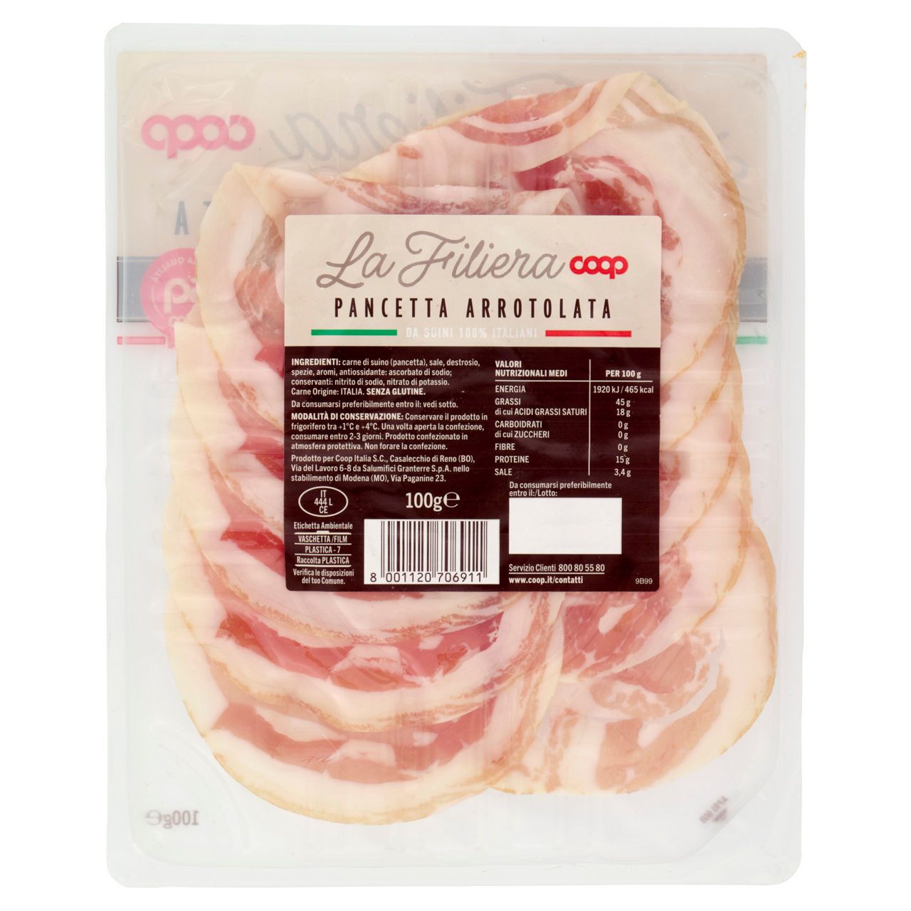 PANCETTA ARROTOLATA DA SUINI ALL.S/ANTIB. DOPO SVEZZ ORIGINE COOP AFF. VH G 100 - 2