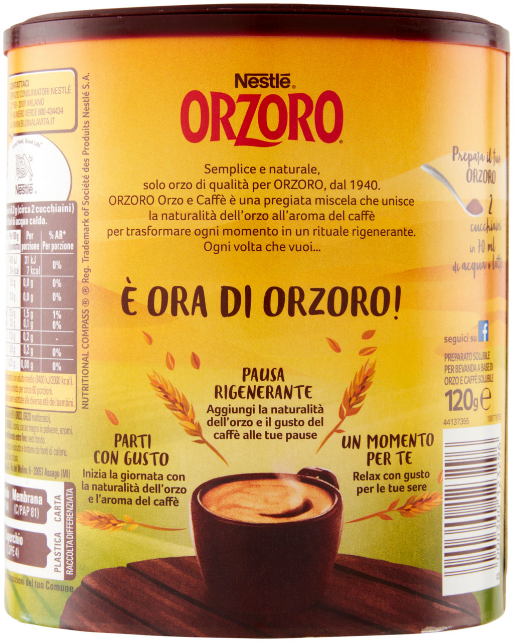 ORZORO SOLUBILE E CAFFE' NESTLE'  BARATTOLO GR.120 - 2