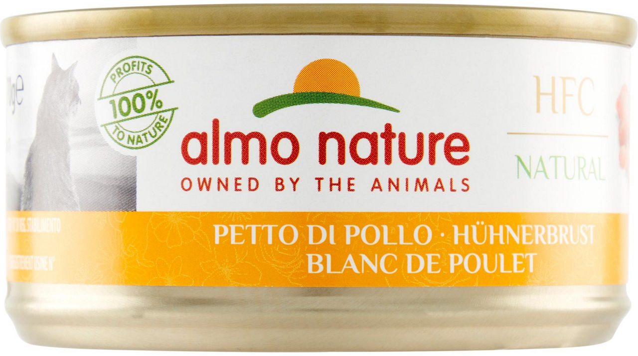 UMIDO GATTO ALMO HFC NATURAL CON PETTO DI POLLO LATTINA GR 70 - Immagine 01