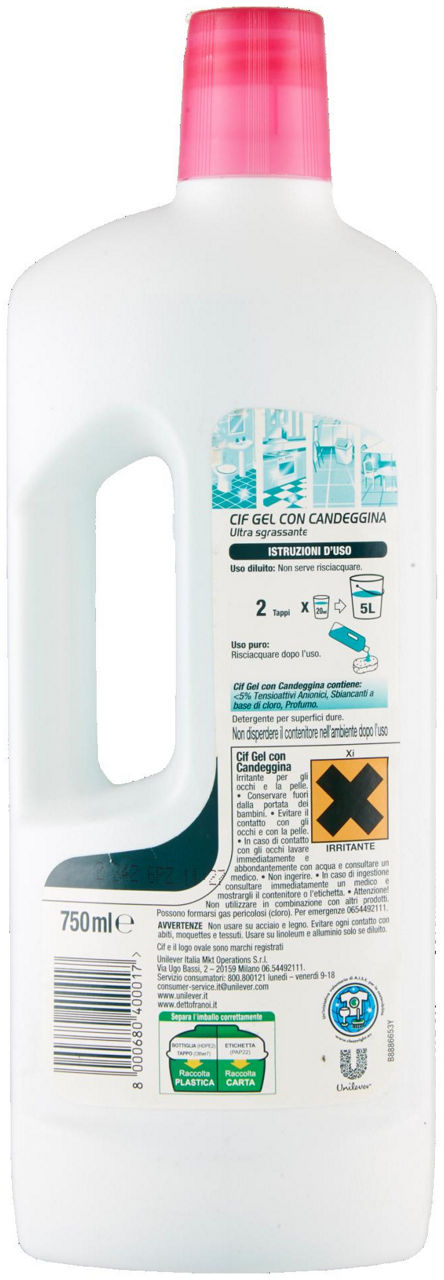 DETERGENTE CIF GEL CON CANDEGGINA FLACONE ML  750 - Immagine 21