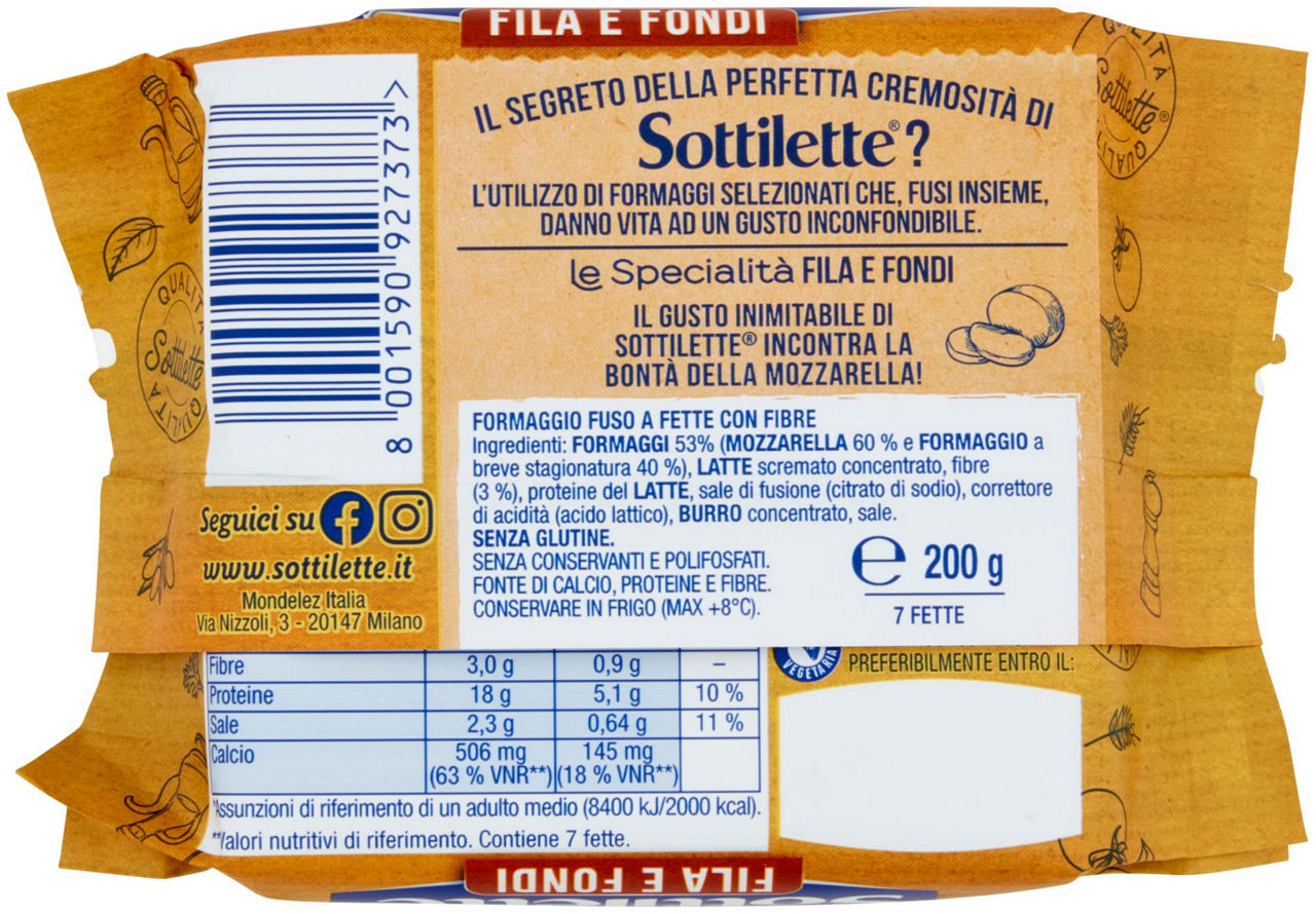 Sottilette Fila e Fondi con Mozzarella formaggio fuso a fette - 200 g - 2