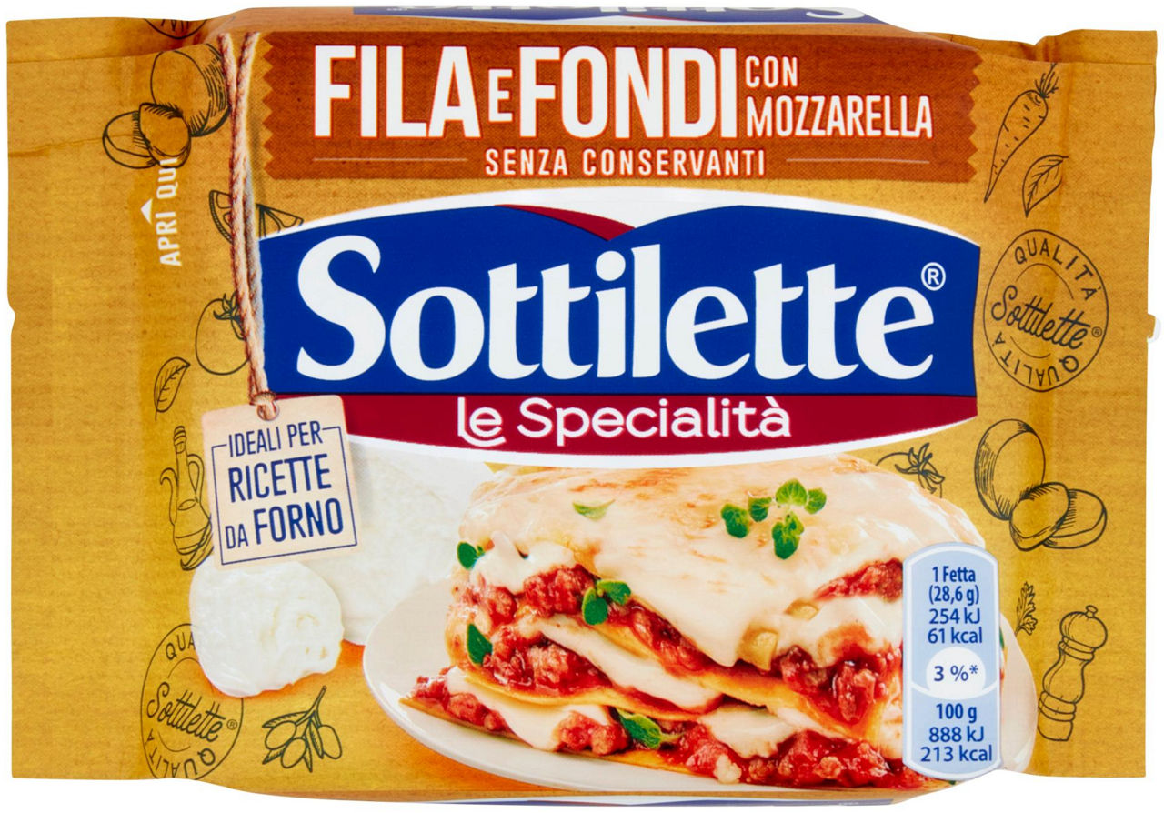 Sottilette Fila e Fondi con Mozzarella formaggio fuso a fette - 200 g - 0