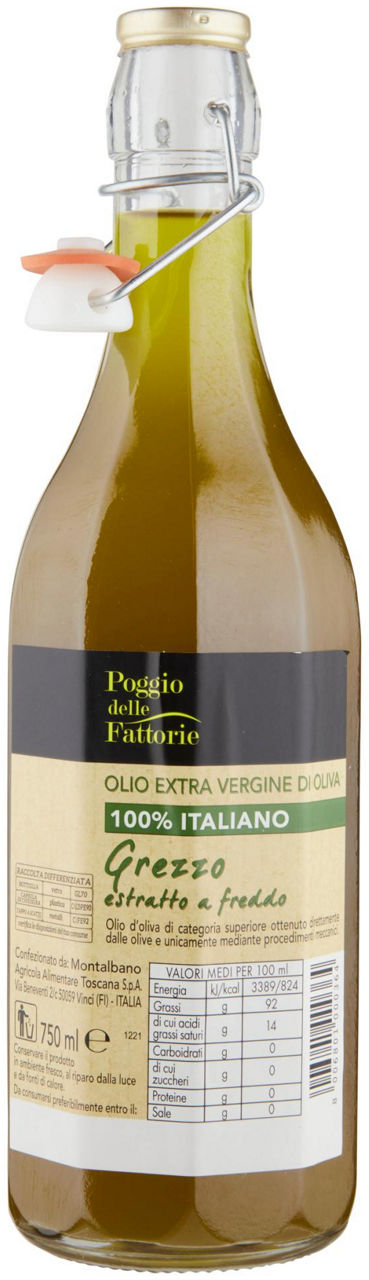 OLIO EX.VERGINE GREZZO 100% ITALIANO POGGIO DELLE FATTORIE 750ML - 2