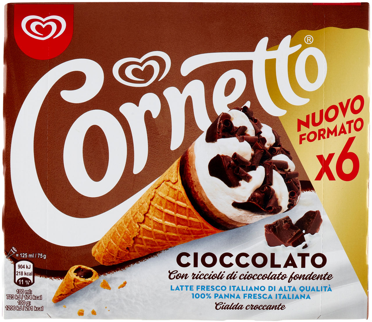 Cono gelato al cioccolato 6 pz 450 gr - Immagine 01