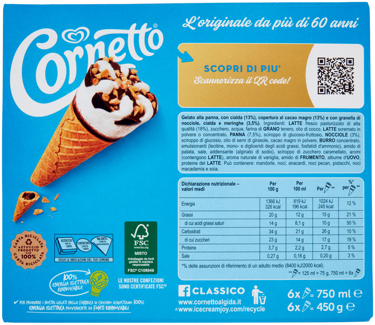 CORNETTO CLASSICO ALGIDA SCATOLA PZ.6 G 450 NEW - 2