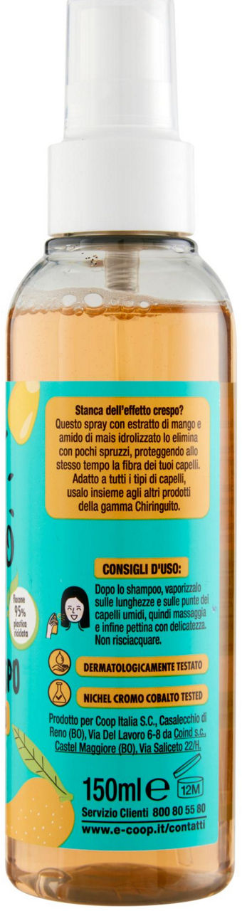 SPRAY ANTICRESPO PROTETTIVO MANGO E AMIDO DI MAIS CHIRINGUITO COOP ML 150 - Immagine 31