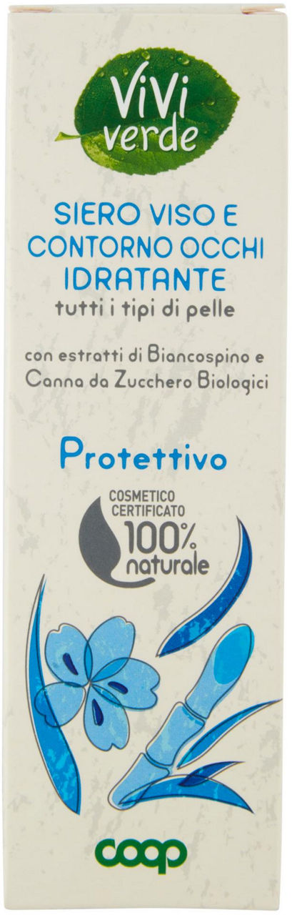 Siero viso e contorno occhi idratante protettivo vivi verde coop ml 40