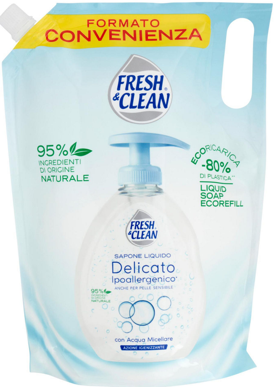 Sapone liquido fresh&clean ipoallergenico delicato acqua mic.ecoricarica l 1