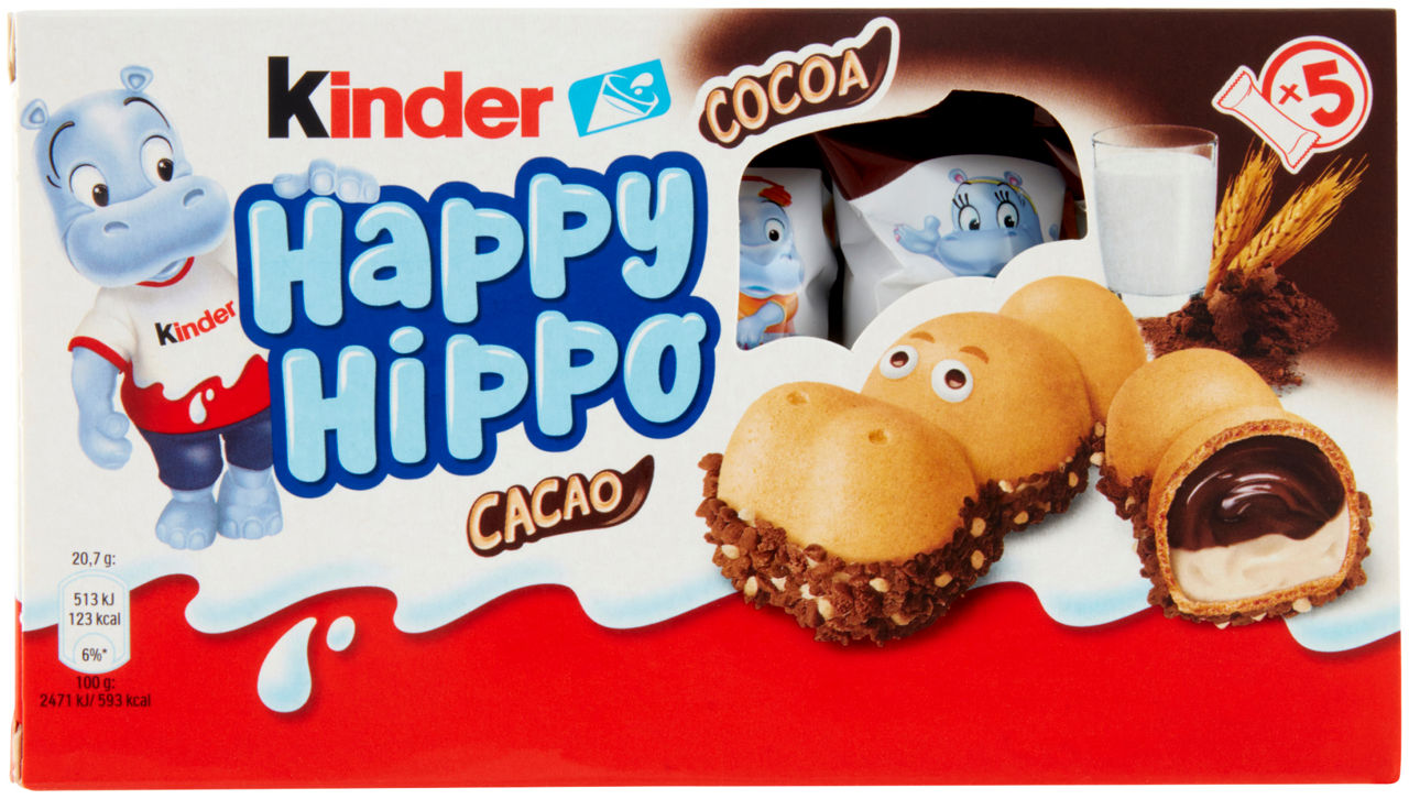 Snack cacao kinder happy hippo scatola t.5 gr.103,5