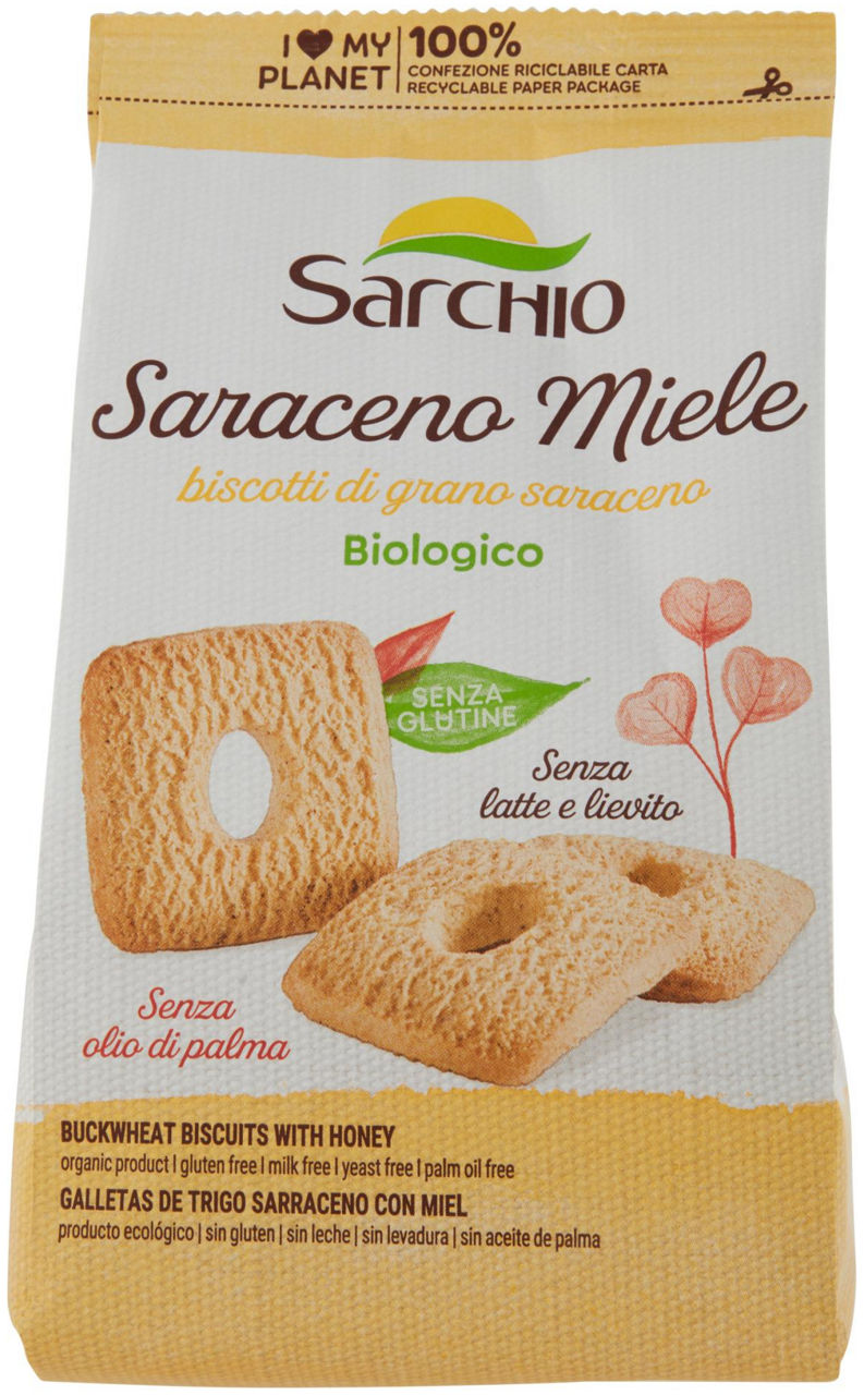 Sg-biscotti biologici senza lievito saraceno miele sarchio sacchetto g 200