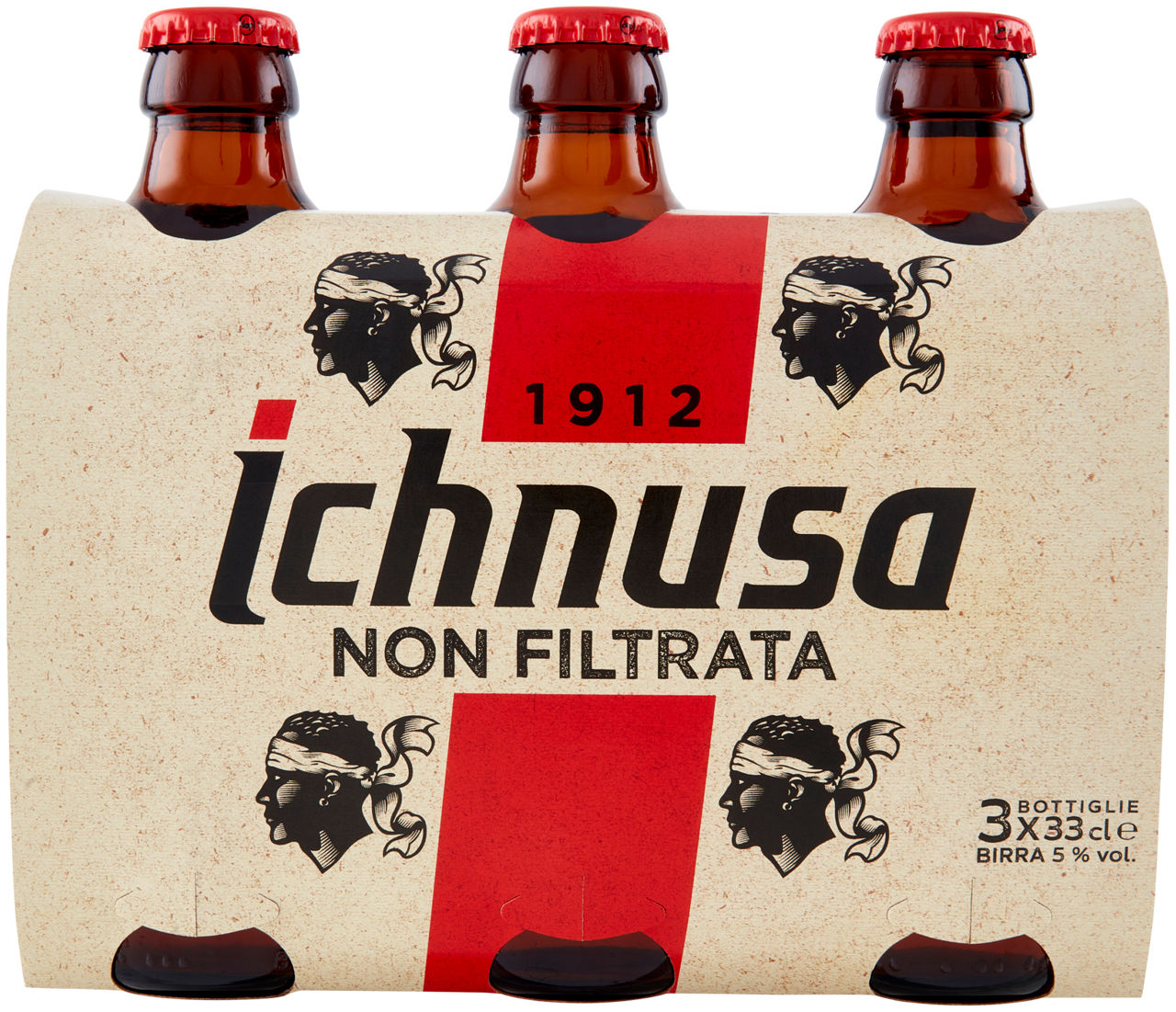 Birra ichnusa non filtrata 5 gradi cluster bottiglia ml 330 x 3