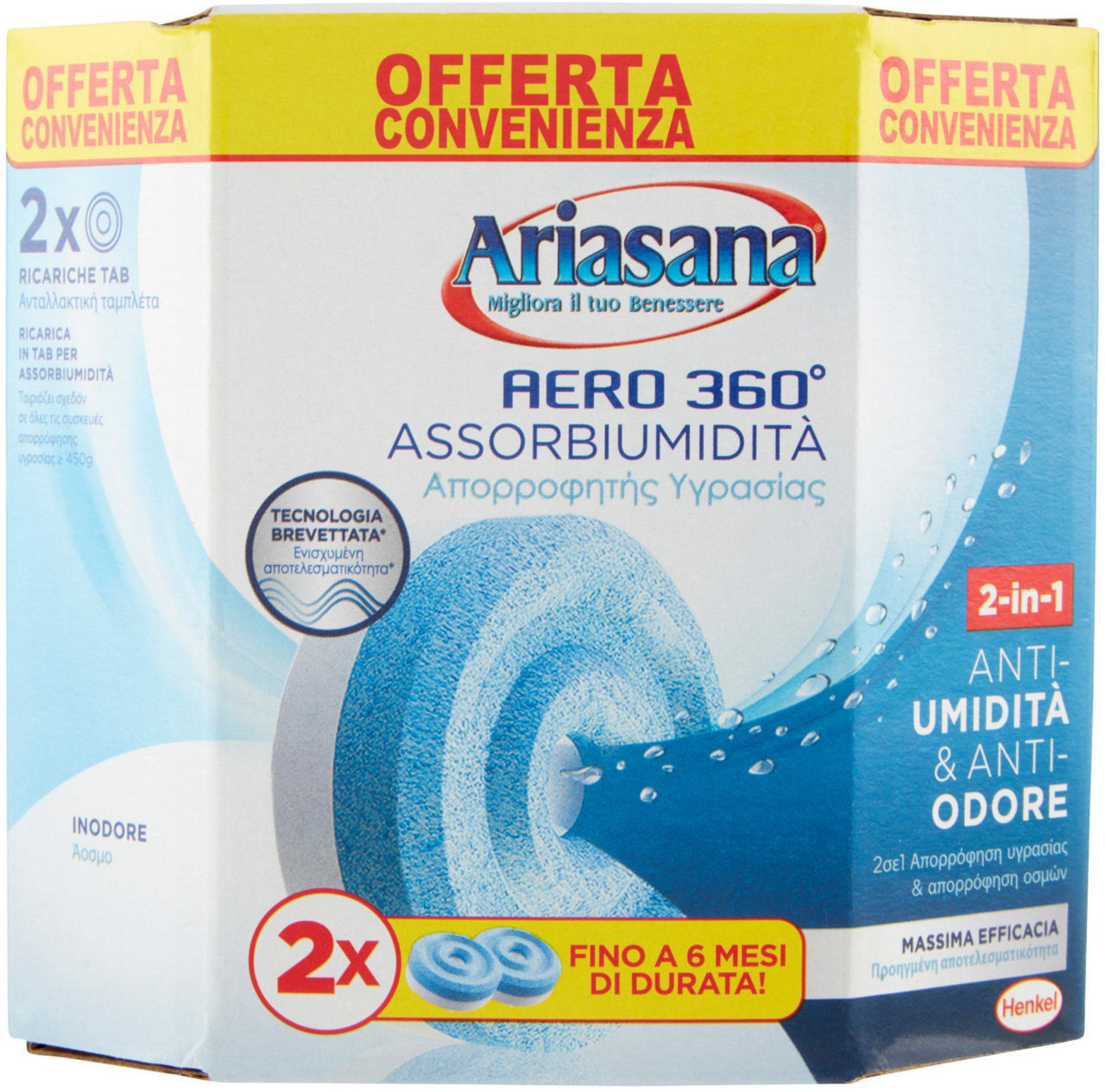 Ariasana aero 360 tab inodore bipack 2x450g