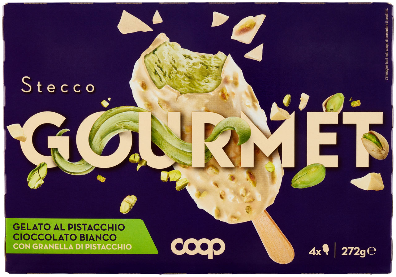 Stecco gelato al pistacchio ricoperto di cioccolato bianco 4 pz 272 gr