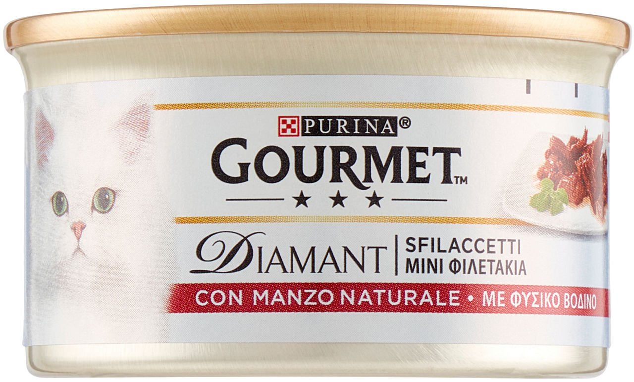 Umido gatto sfilaccetti con manzo 85 gr