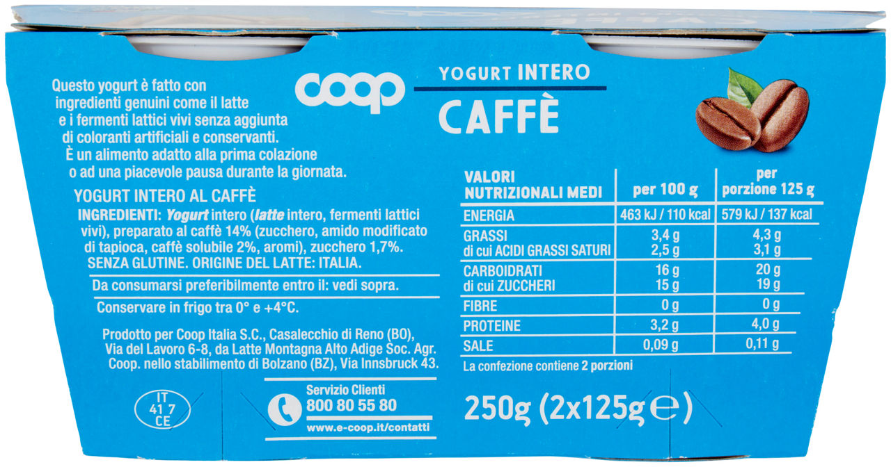 YOGURT INTERO CAFFE' COOP 2X125G - Immagine 21