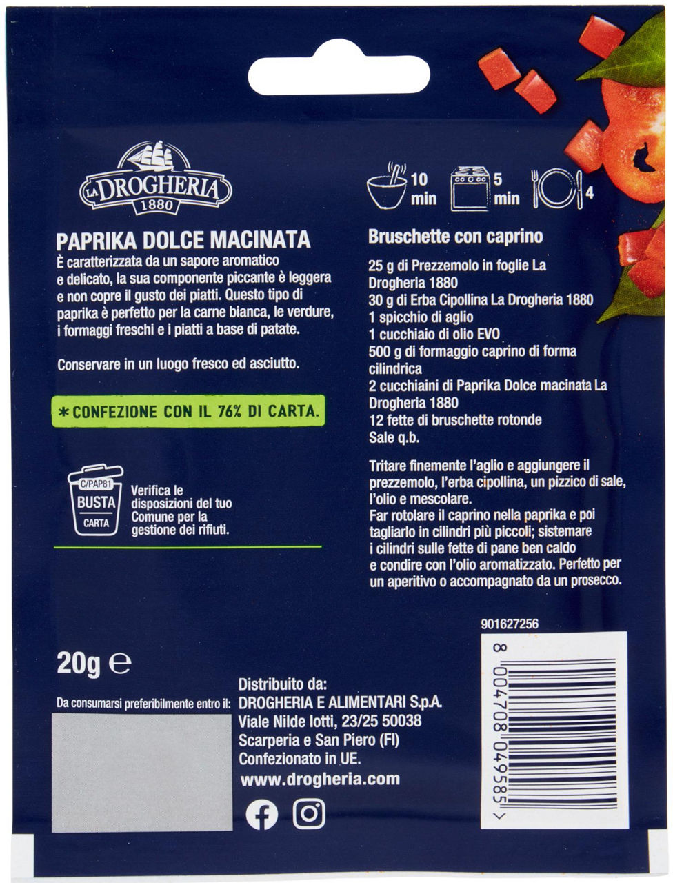 PAPRIKA DOLCE MACINATA LA DROGHERIA 1880 G20 - Immagine 21