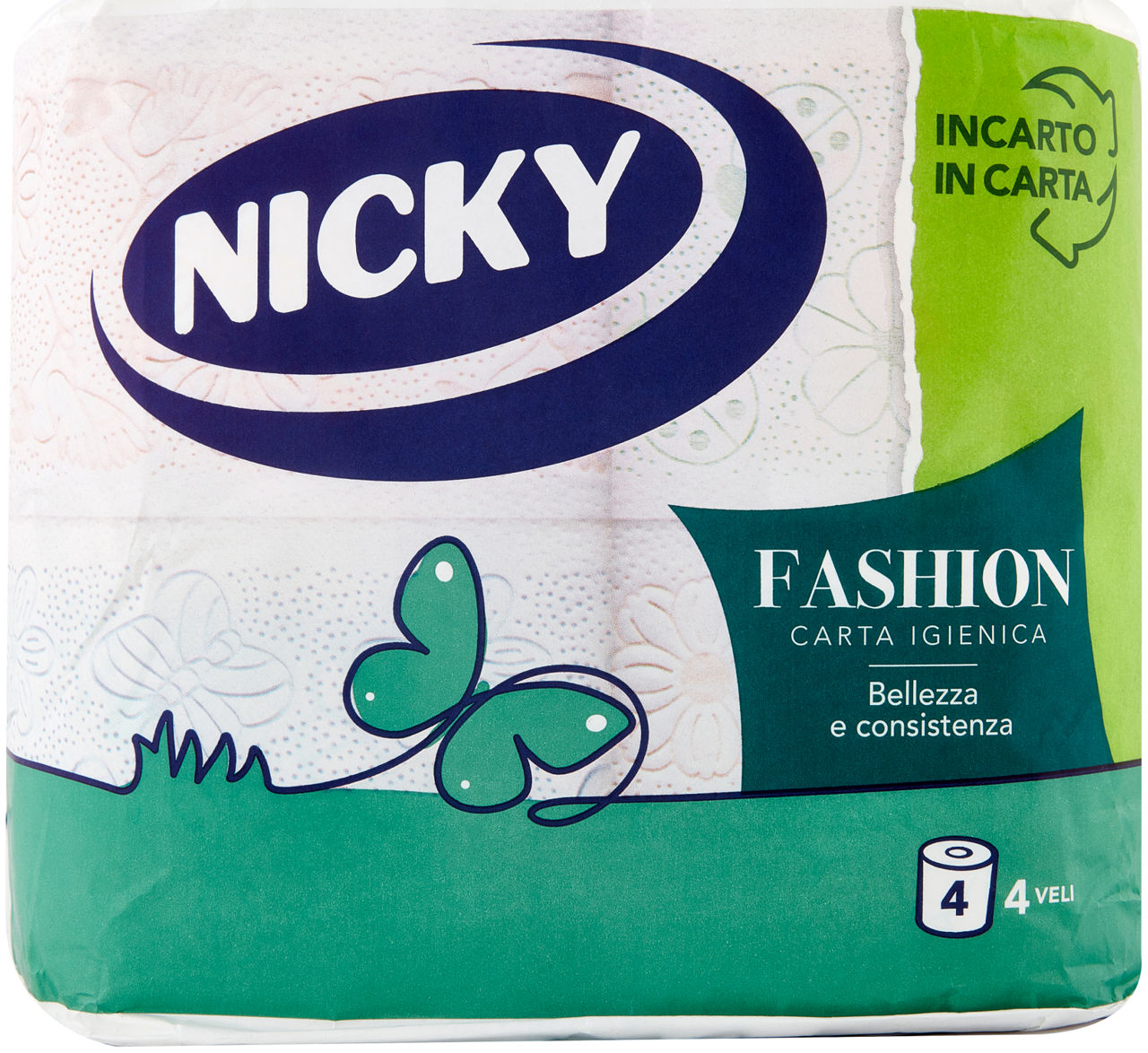 Carta igienica nicky fashion pacco in carta 4veli pz.4