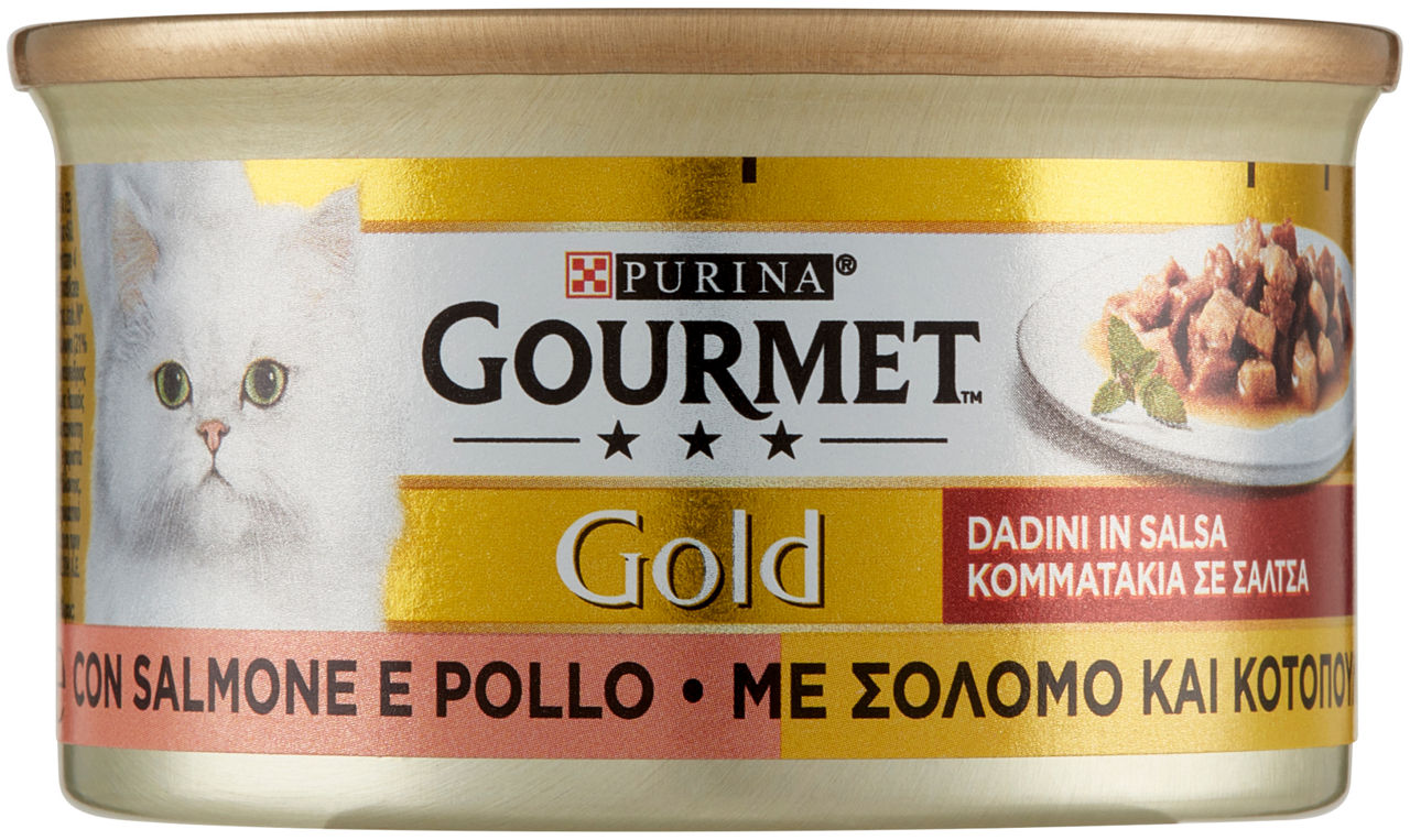 Umido gatto gourmet gold 85g - dadini salmone/pollo