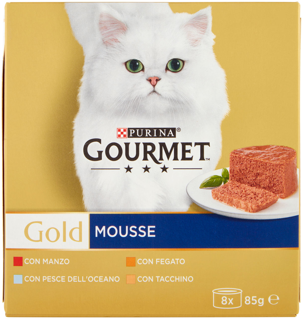 Umido gatto gourmet gold 8x85g - mousse ma/pes/tacc/feg