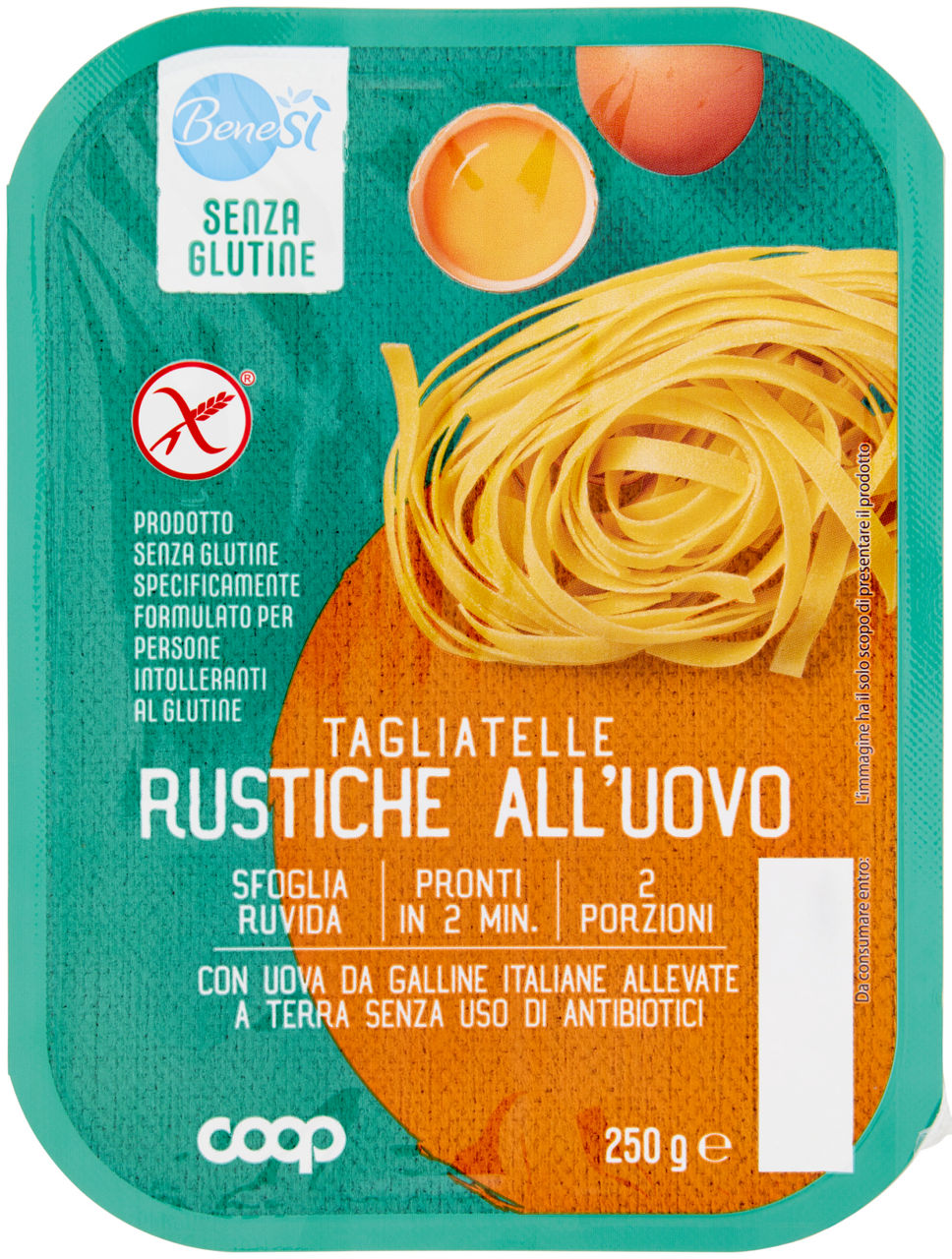 Tagliatelle all'uovo senza glutine bene si' coop g 250