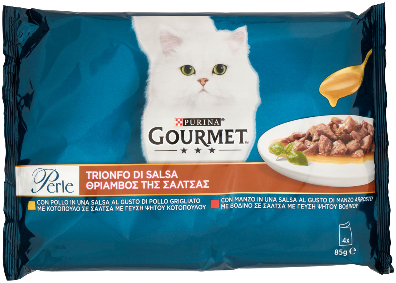 Umido gatto gourmet perle trionfo di salsa manzo&pollo g85x4
