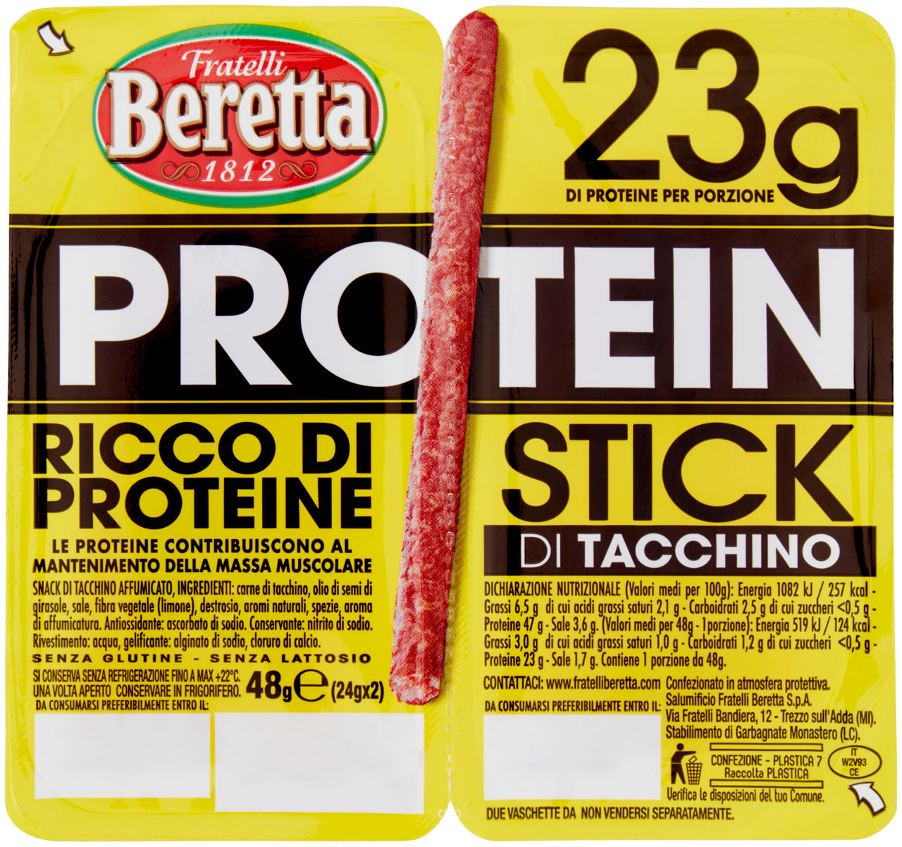 Protein stick di tacchino beretta g24 x2 g 48