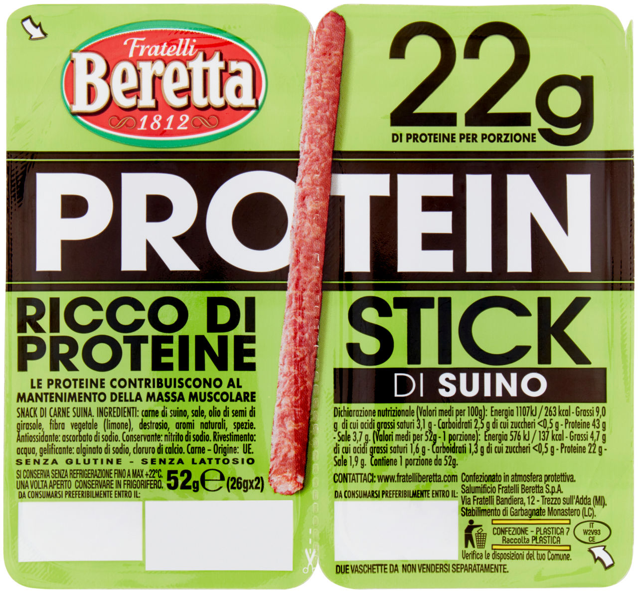 Protein stick di suino beretta g 52