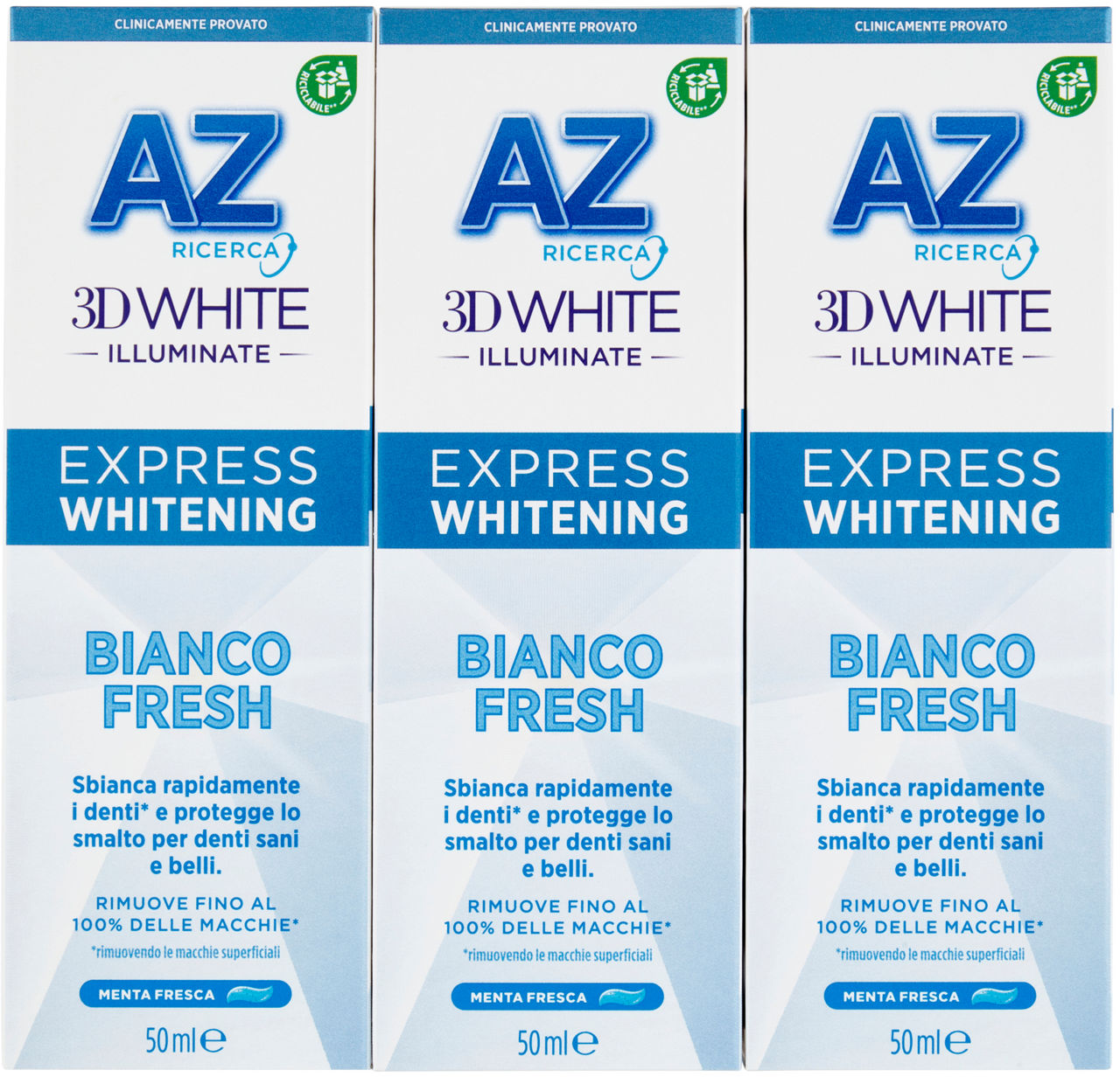 Dentifricio az 3dwhite express whitening bianco fresh 3x ml 50