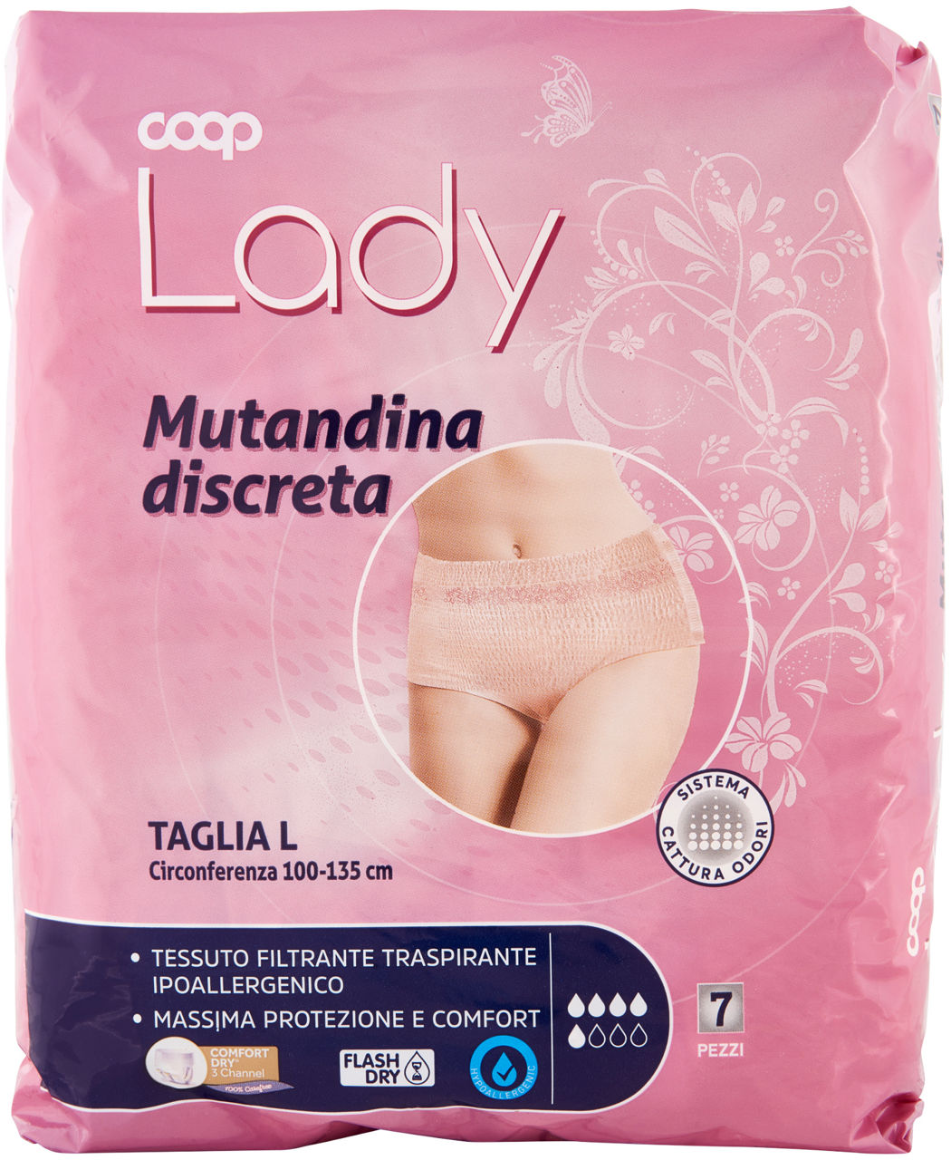 Mutandina per incontinenza discreta coop lady tg.l pz.7