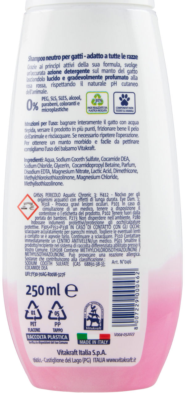 SHAMPOO NEUTRO GATTI VITAKRAFT 250 ML - Immagine 21