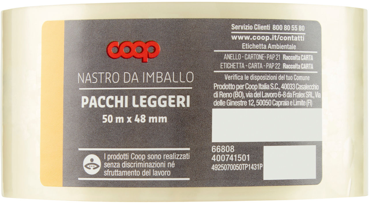 NASTRO DA IMBALLO COOP 50MX48MM - TRASPARENTE - PACCHI LEGGERI - 0