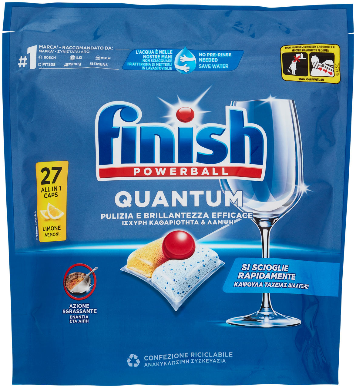 Detersivo lavastoviglie finish tabs quantum lemon pz 27 g 280,8
