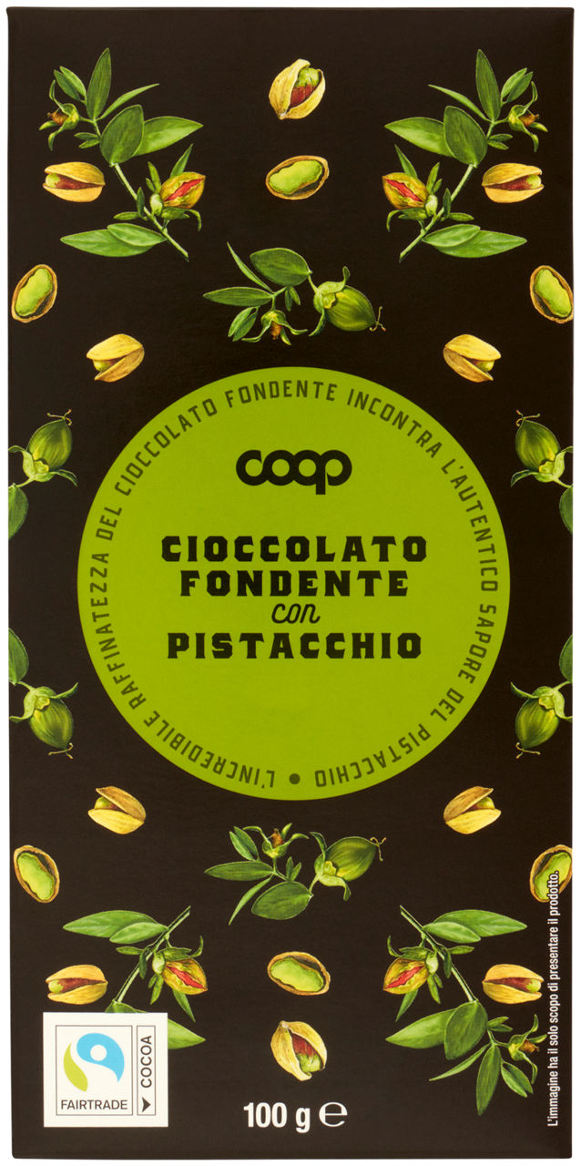 Tavoletta di cioccolato fondente con pistacchio coop g 100