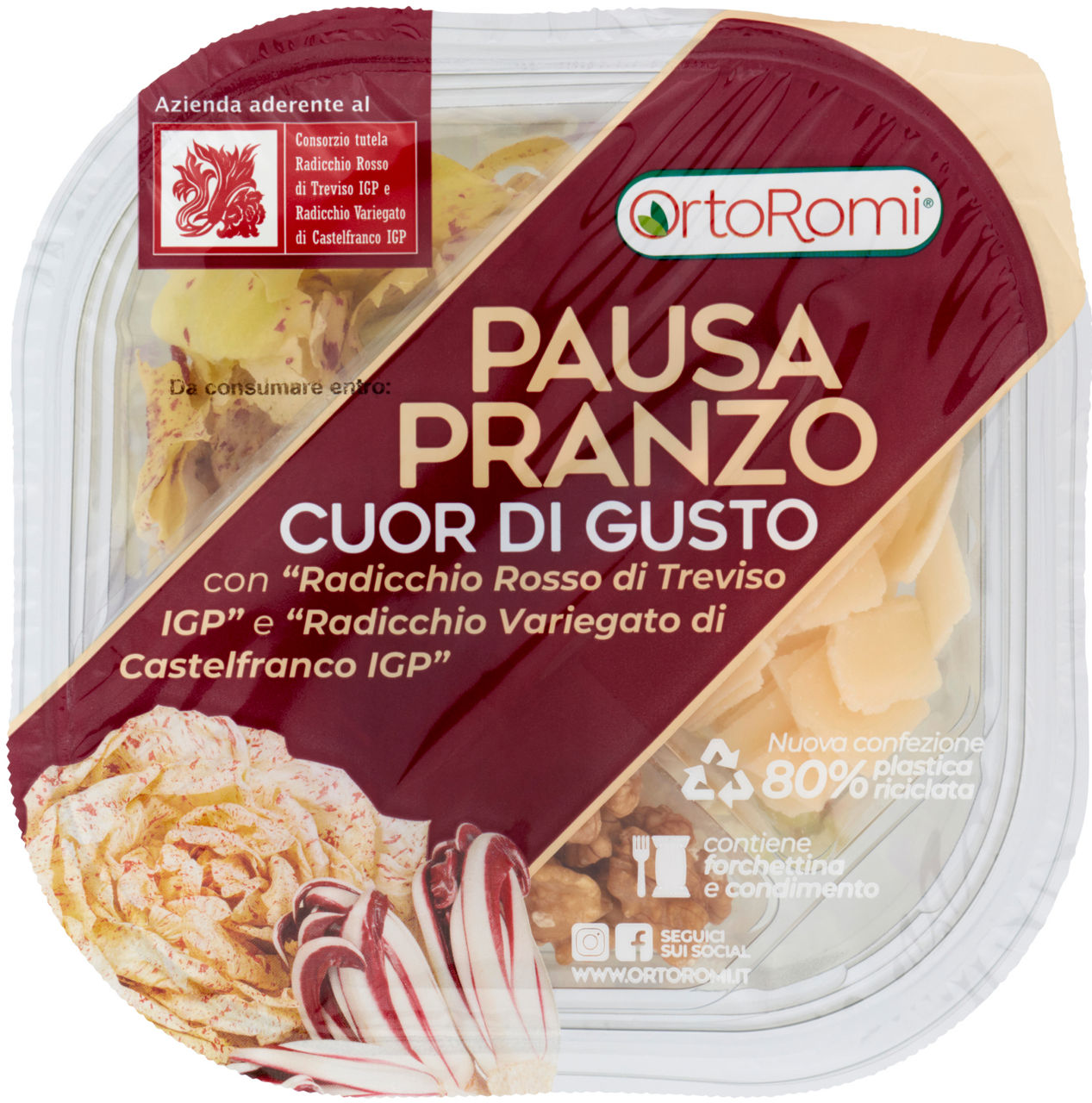 Insalata noci grana radicchio rosso di treviso igp e radicchio variegato di castelfranco igp 145 gr