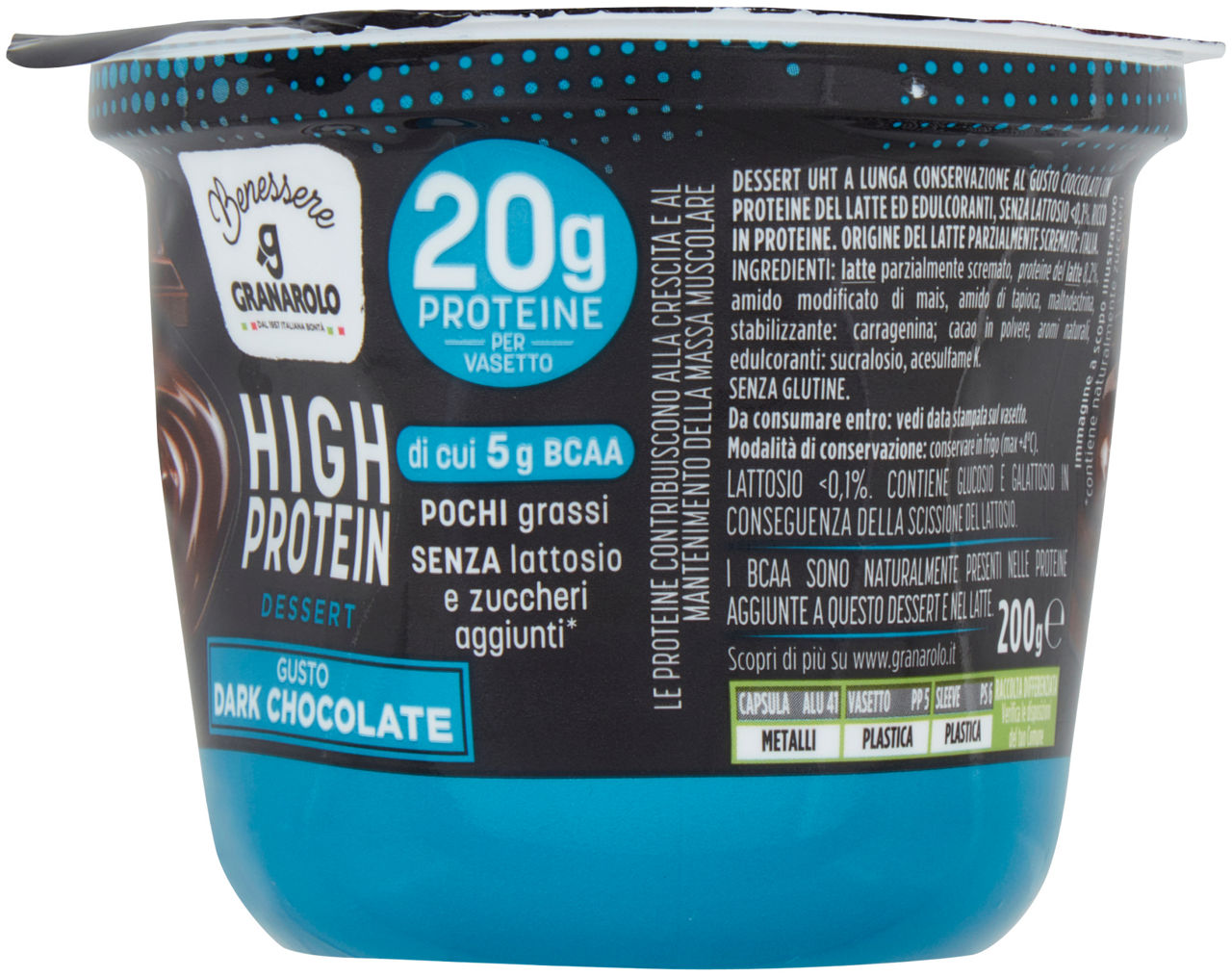 Dessert proteico dark chocolate 200 gr - Immagine 51