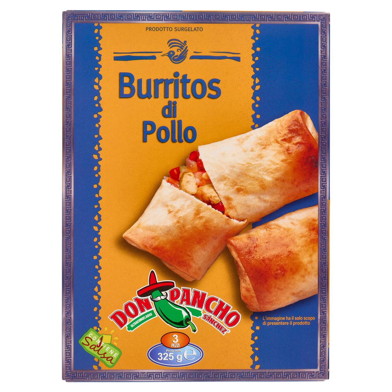 Burritos di pollo surgelate 3 pz 325 gr