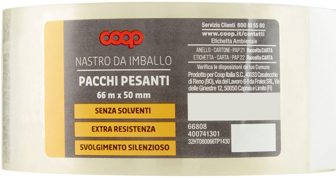 NASTRO DA IMBALLO COOP 66MX50MM - TRASPARENTE - PACCHI PESANTI - 0